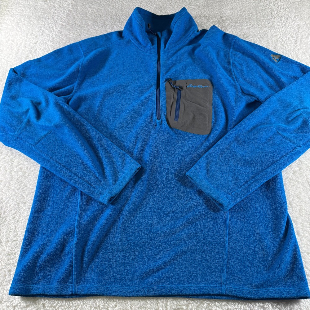 Eddie Bauer First Ascent Men's Blue Large 1/4 Zip Pullover Sweatshirt Fleece